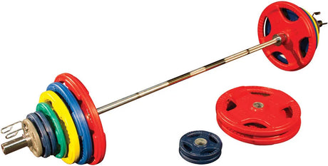 Body-Solid ORCS Color Rubber Grip Olympic Weight Plates & Barbell Set