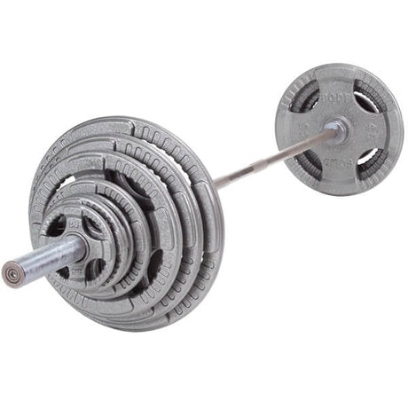 Body-Solid OSTS Cast Iron Grip Olympic Weight Plates & Barbell Set