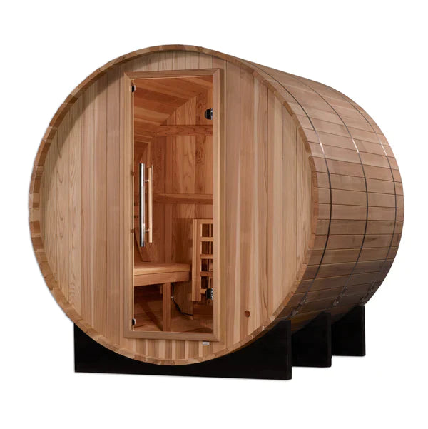 Golden Designs Arosa 4 Person Barrel Traditional Sauna - Pacific Cedar GDI-B004-01