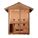 Golden Designs Carinthia 3 Person Hybrid (PureTech™ Full Spectrum IR or Traditional Stove) Outdoor Sauna - Canadian Hemlock - PRE-ORDER