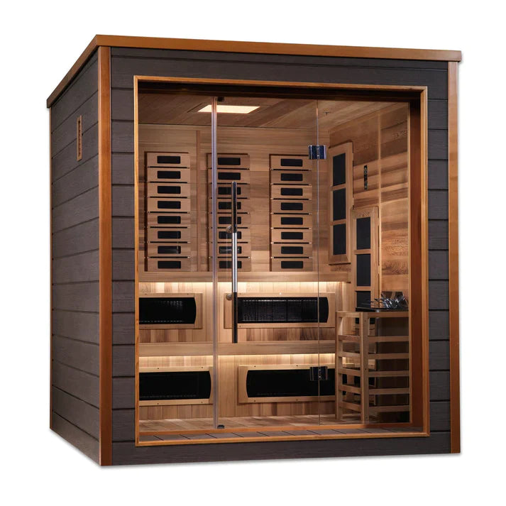 Golden Designs Karlstad 6-Person OutdoorPureTech Hybrid Steam Full Spectrum Infrared Sauna GDI‐8226‐01