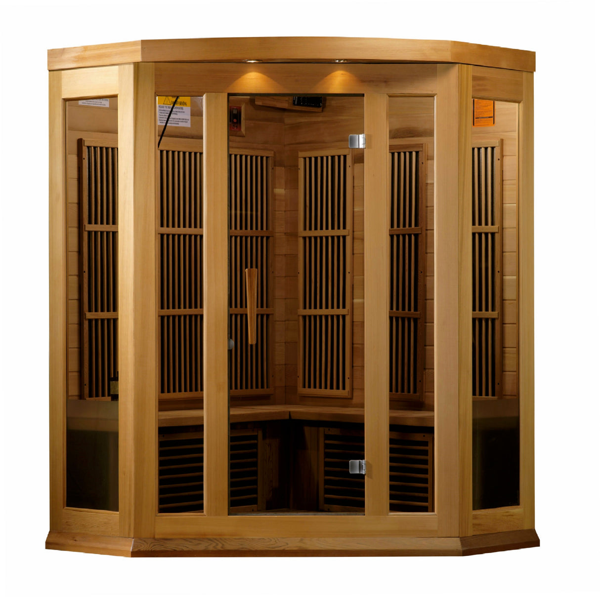 Maxxus 3 Person Corner Low EMF FAR Infrared Canadian Red Cedar Sauna