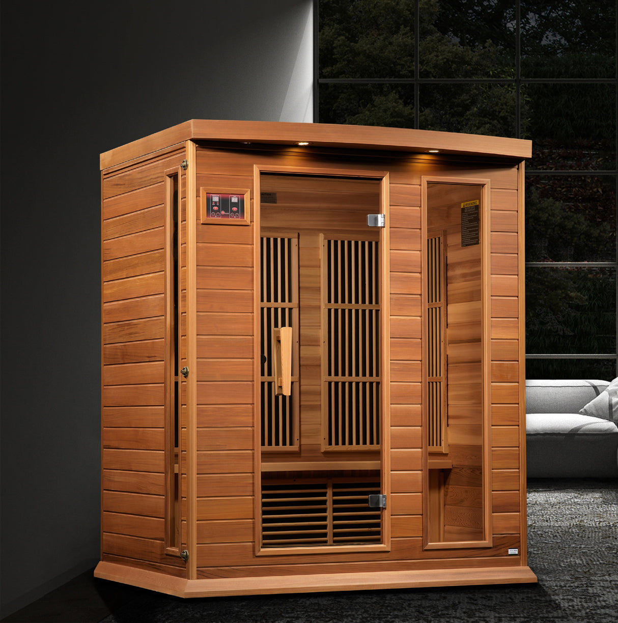 Maxxus 3 Person Near Zero EMF FAR Infrared Canadian Red Cedar Sauna, Avignon Edition