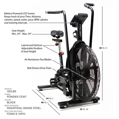 Tru Grit Air Resistance Exercise Bike